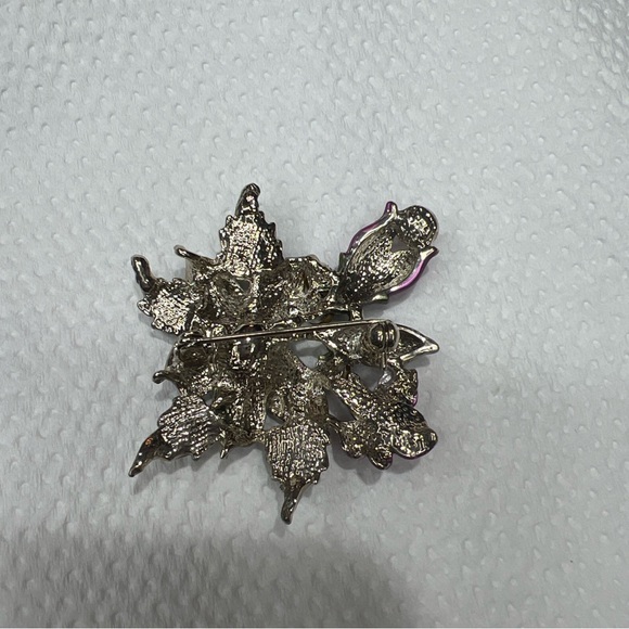 Vintage Green & Purple Flower Brooch Pin - Etsy Elegant Purple and Green Floral Brooch